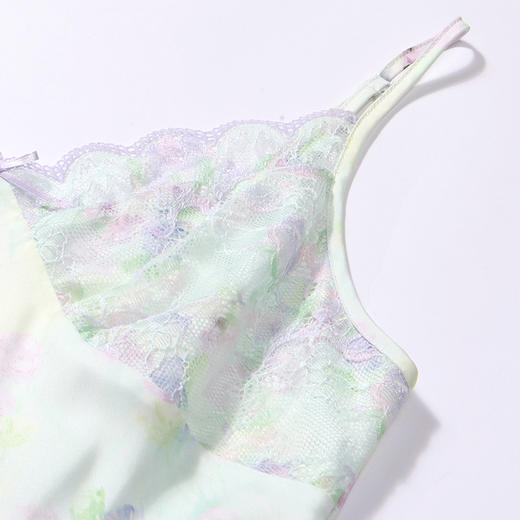 都市丽人生活家居春夏睡衣女冰雪丝印花家居服薄款吊带裙+外袍女士丝质套装LH44A6 商品图10