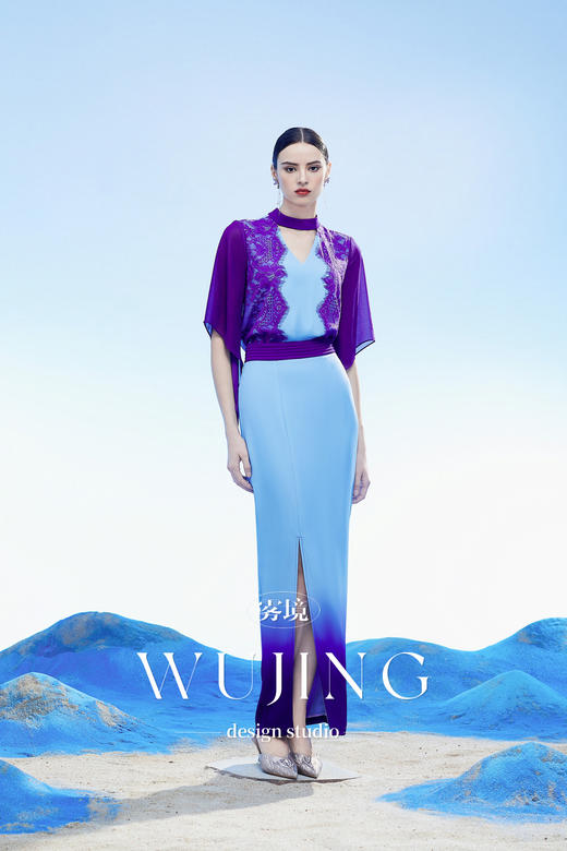 3204054 梦回云阙 韩国进口水晶乔其纱定制水晶蕾丝花边上衣 雾境 商品图1