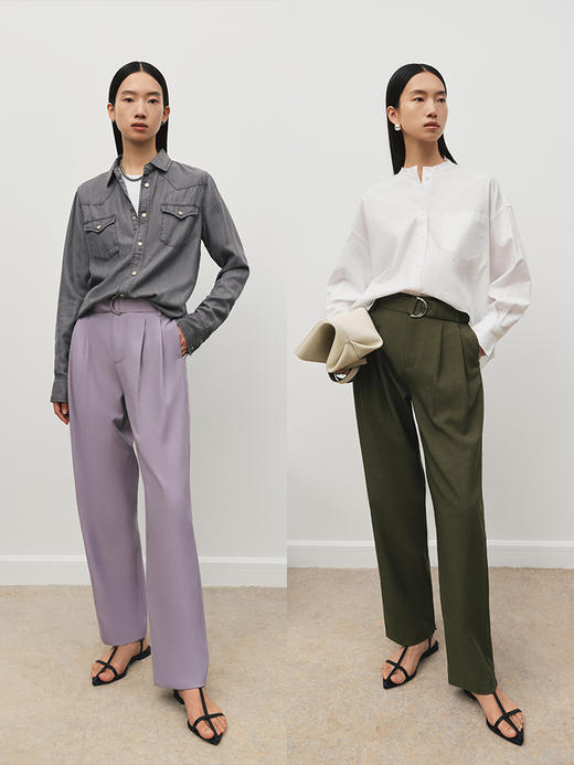 可调节束腰褶裥锥形裤FB5055243 商品图9