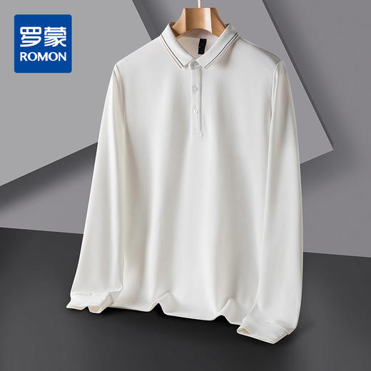 【桑蚕丝混纺】罗蒙男士春秋商务polo衫男长袖时尚舒适翻领百搭长袖t恤男 商品图4