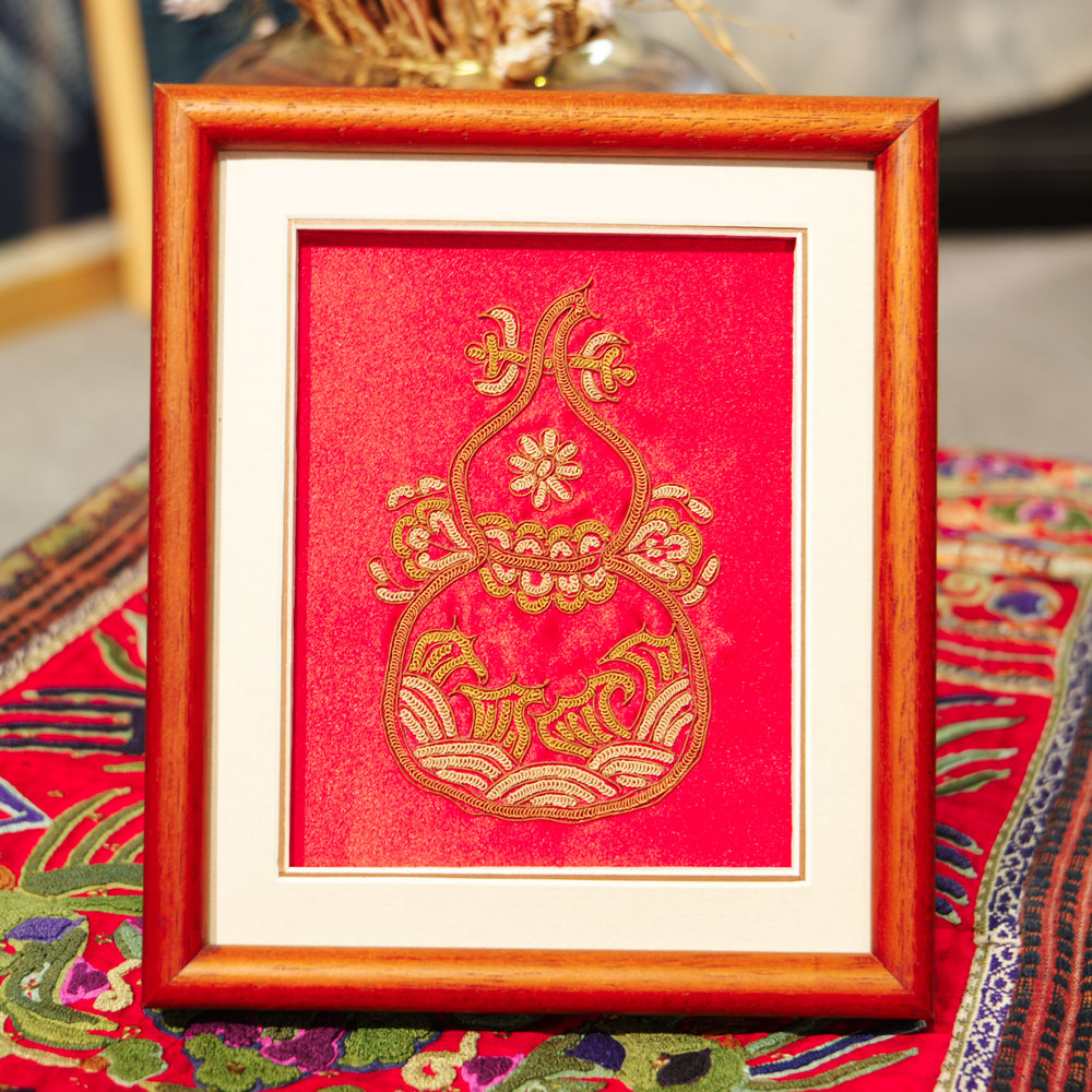 深山集市国潮民族风马尾绣葫芦装饰画