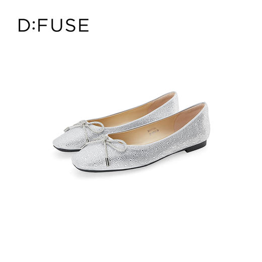 Dfuse迪芙斯春季新款银色布闪钻平底芭蕾单鞋DF41111067 商品图4