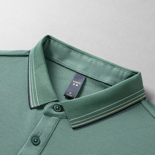 【撞色领】罗蒙男士春秋仿丝光polo衫男长袖t恤男商务男士polo衫长袖 商品图7