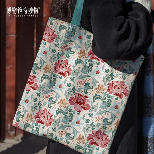 博物馆奇妙物国色牡丹帆布袋子 商品图0