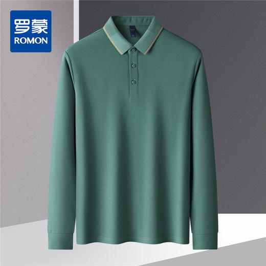 【福利款】罗蒙春秋男士仿丝光polo衫男长袖t恤男商务男士polo衫长袖 商品图4