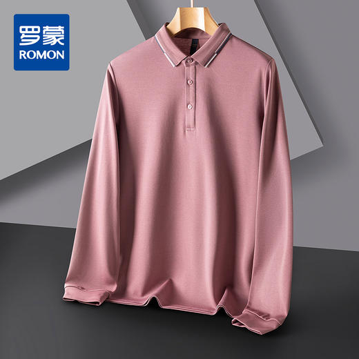 【桑蚕丝混纺】罗蒙春秋男士商务polo衫男长袖时尚舒适翻领百搭长袖t恤男 商品图4