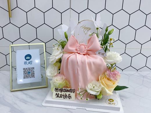 粉系绚丽多彩鲜花&蝴蝶结蛋糕（图片是6寸加高） 商品图0