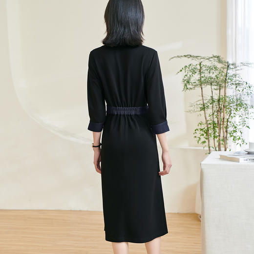 剩S 米思阳2026春季新款时尚设计感拼接连衣裙修身显瘦七分袖裙子0635 商品图2