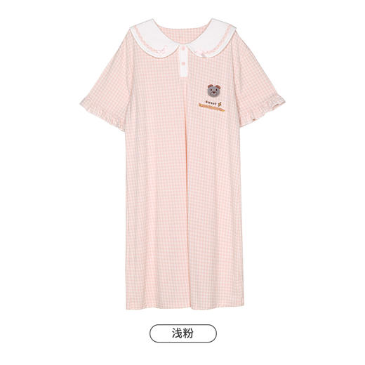 都市丽人生活家居春夏睡衣女针织人棉提花家居服薄款短袖裙女士针织睡裙LH46C3 商品图11