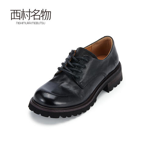 西村名物2024春夏新品真皮时尚韩系厚底圆头黑色浅口单鞋女X24AM10061 商品图1