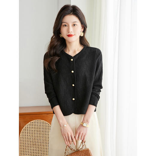 CC16-6817小香风外套女2024新款长袖小众短款春秋二八月新中式小个子上衣薄 商品图2