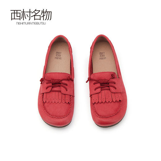 西村名物2024春夏新品真皮复古平底一脚蹬豆豆鞋休闲单鞋女X24AM11591 商品图2