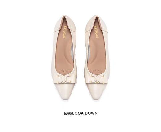 KISSCAT接吻猫2024年新款粗跟舒适气质饺子鞋蝴蝶结通勤单鞋 商品图9