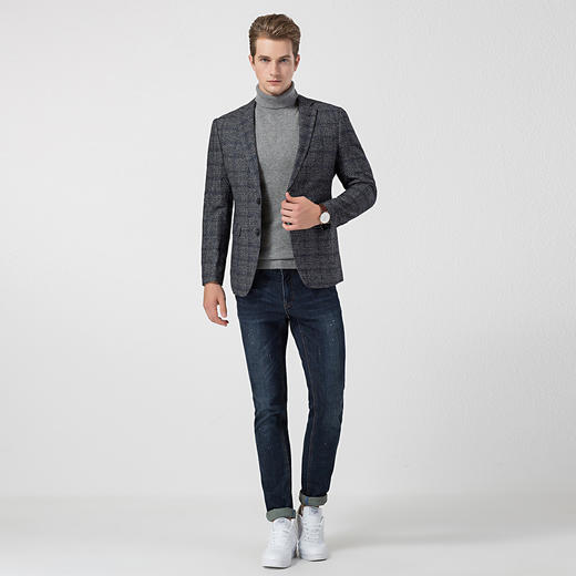 罗蒙春秋男士小西装外套男时尚休闲经典格纹单西服上衣外套男 商品图6