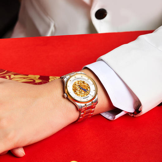 依波表EBOHR 大师系列金龙聚福情侣表实木礼盒机械表男士女士腕表5178 商品图5