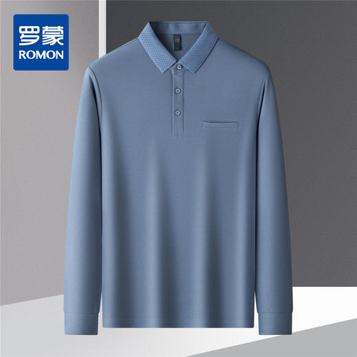 罗蒙春秋男士仿丝光长袖t恤男商务男士polo衫男长袖上衣男 商品图4