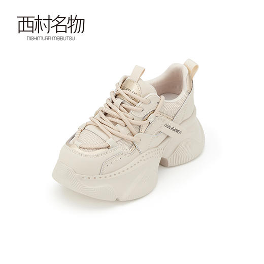 西村名物2024春季新品真皮透气网面时尚休闲厚底老爹鞋女X24AM11601 商品图0