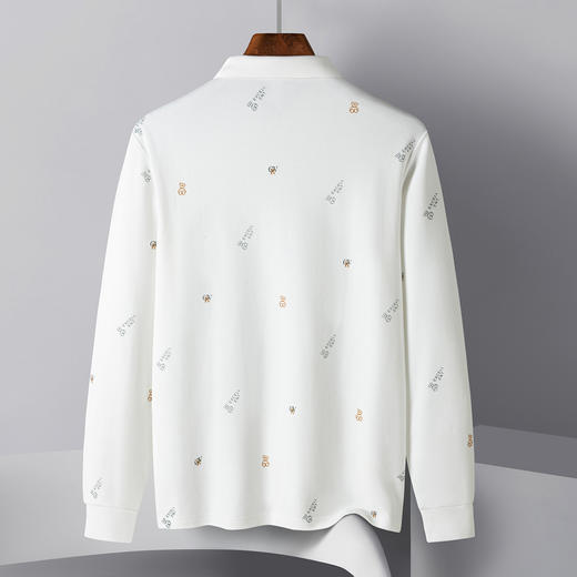 14LP3718214LP37182【桑蚕丝混纺】罗蒙春秋男士满身印polo衫男长袖时尚舒适翻领百搭长袖t恤男 商品图4