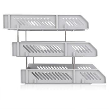 得力（deli）三层镂空收纳文件座自由拆卸组装文件盘/文件框栏桌面档案收纳盒文件置物架管理 灰色9209 商品图4