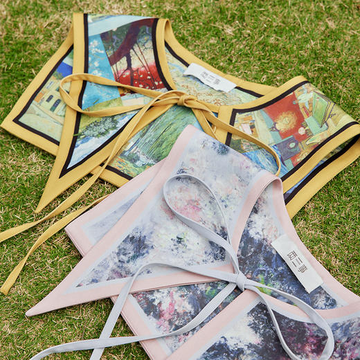 两三事梵高文艺披花骑士2024春新款小清新印花绑带海军领假领女款 商品图2