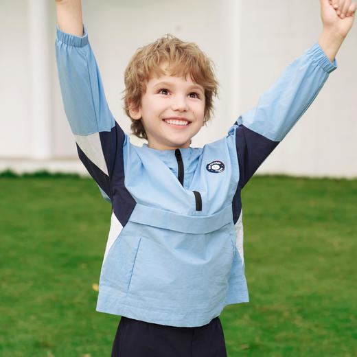 mettekids男童外套2024春秋儿童蓝色休闲时尚童装中大童连帽上衣 商品图3