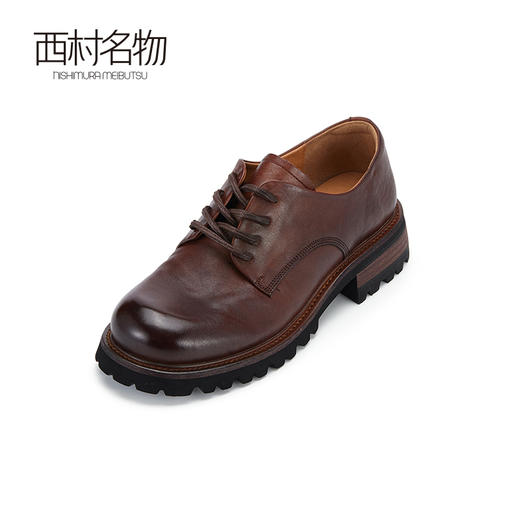 西村名物2024春夏新品真皮时尚韩系厚底圆头黑色浅口单鞋女X24AM10061 商品图0