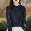 雀说新款醋酸缎面长袖打底衬衫女新中式国风春季气质立领白色上衣AL 商品缩略图2