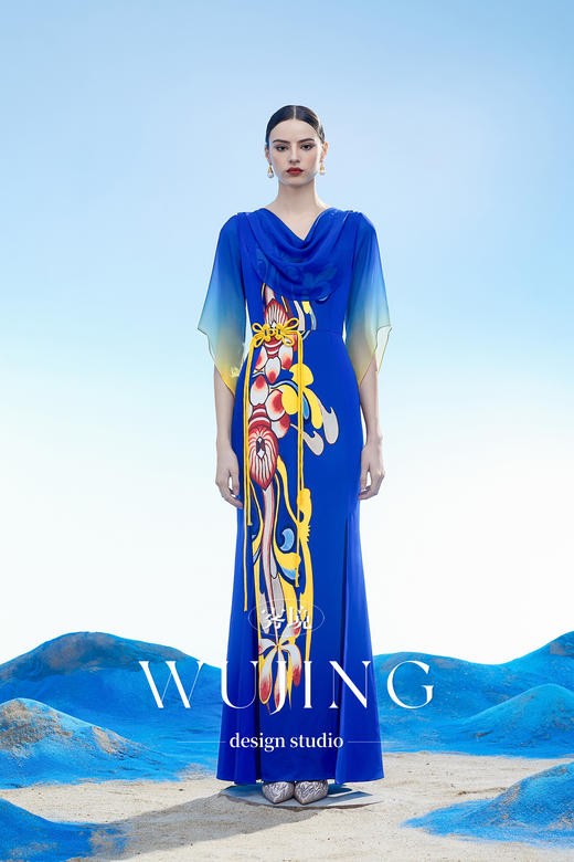 3204017 扶光莲雾 韩国进口水晶乔其纱进口纹理蜂窝缎连衣裙 雾境 商品图1