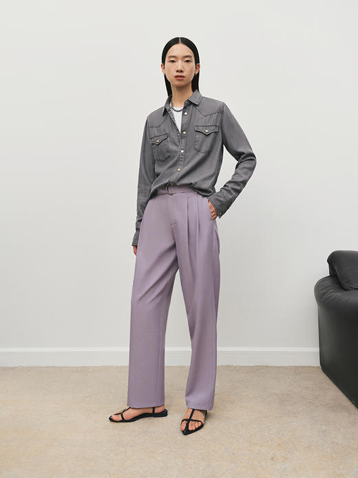 可调节束腰褶裥锥形裤FB5055243 商品图5