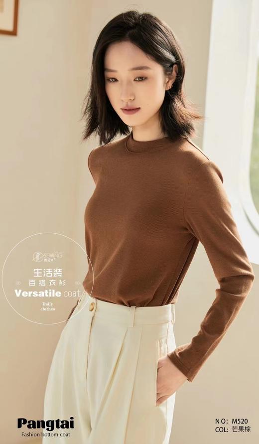 LS竹纤维女士简约中领打底衫520 商品图1