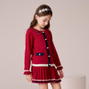 mettekids女童针织开衫冬红色毛衣拜年服大童百褶半身裙羊毛套装 商品缩略图2