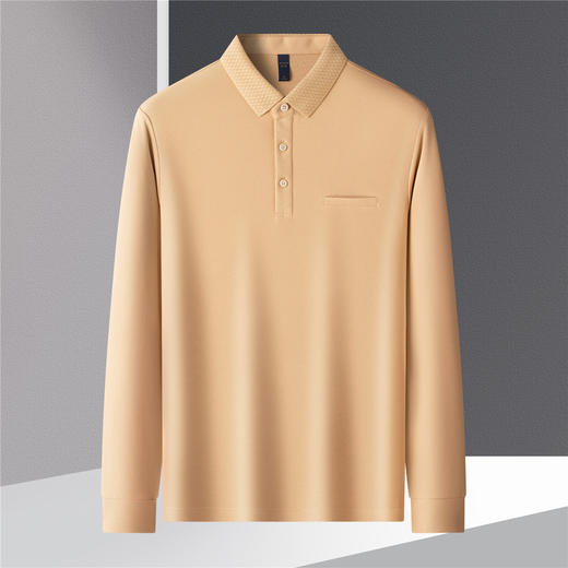 罗蒙春秋男士仿丝光长袖t恤男商务男士polo衫男长袖上衣男 商品图6