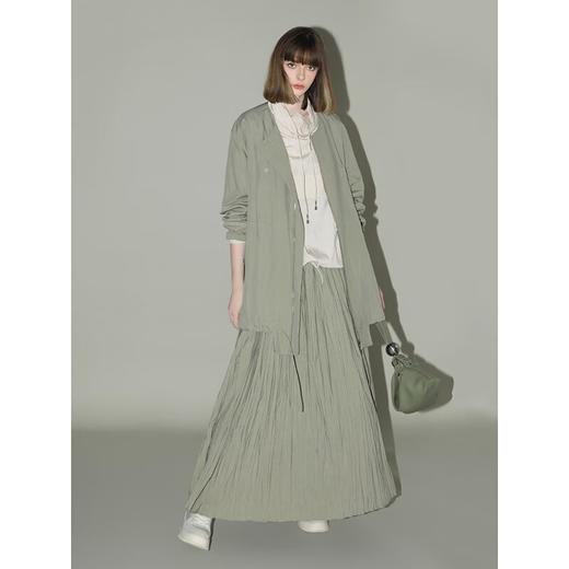 COCOBELLA重工3米大摆压褶半身裙女工装风伞裙遮胯长裙HS7027 商品图1