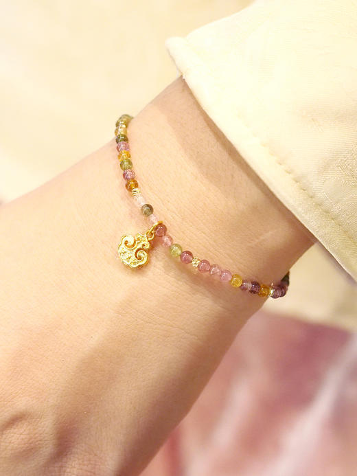 牛首山文创彩虹碧玺手链女款送闺蜜礼物净水凡尘摩尼宝珠创意手串 商品图3