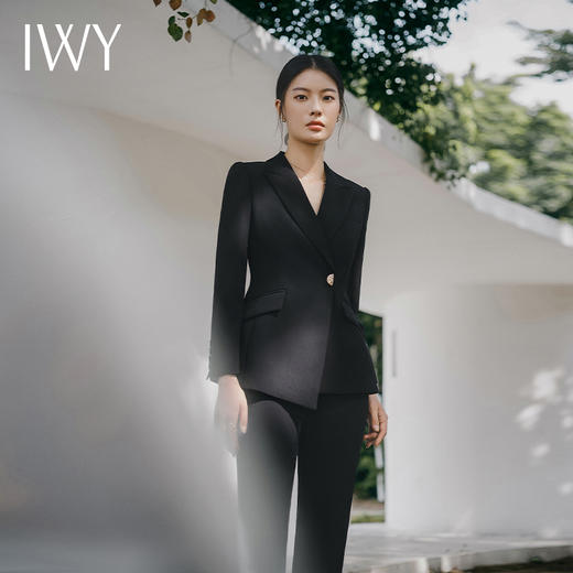IWY/黑色高端西装套装女秋季职业装气质女神范主持人正装裤C14115+P34115 商品图2