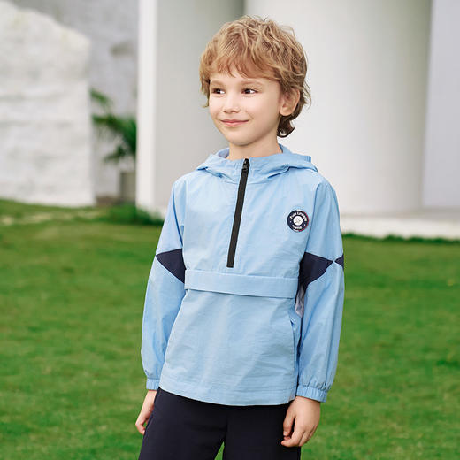 mettekids男童外套2024春秋儿童蓝色休闲时尚童装中大童连帽上衣 商品图1
