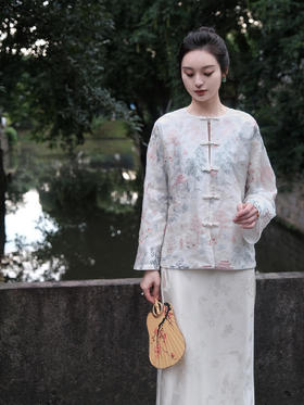 微瑕秒杀| 盛唐牡丹 | 真丝绡如意湖亭手推绣外套正反两面穿 [特价品](特殊商品不退不换)
