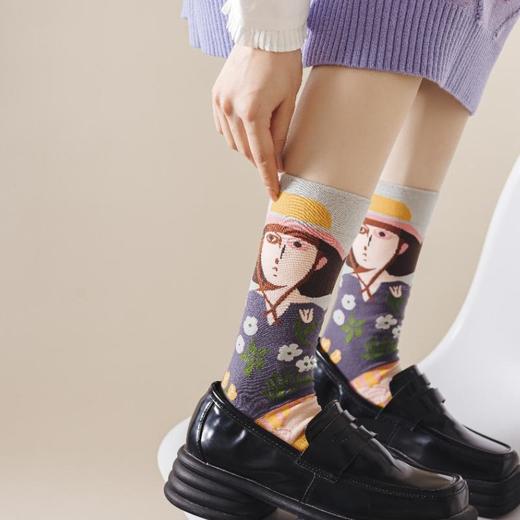 艺术名画 彩色油画纯棉中筒袜【买一送一，到手8双】 商品图3