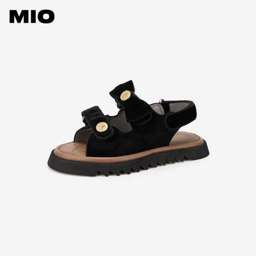 MIO米奥夏季拼色低跟休闲凉鞋蝴蝶结复古轻便凉拖女拖鞋M243142610 商品图0