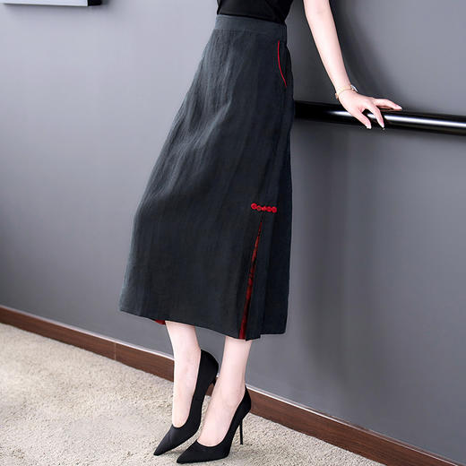 KQLE220N8576-2024年夏季新款香云纱复古中国风韵味百搭半身裙 商品图3