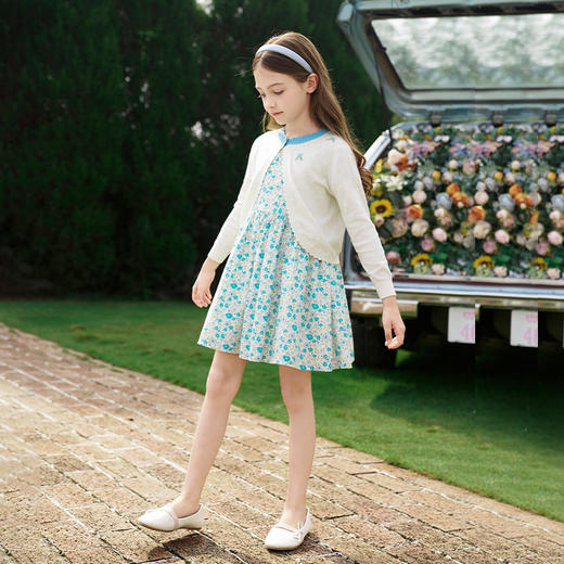 mettekids女童针织开衫春秋时尚一粒扣披肩外套儿童爱心镂空童装 商品图2