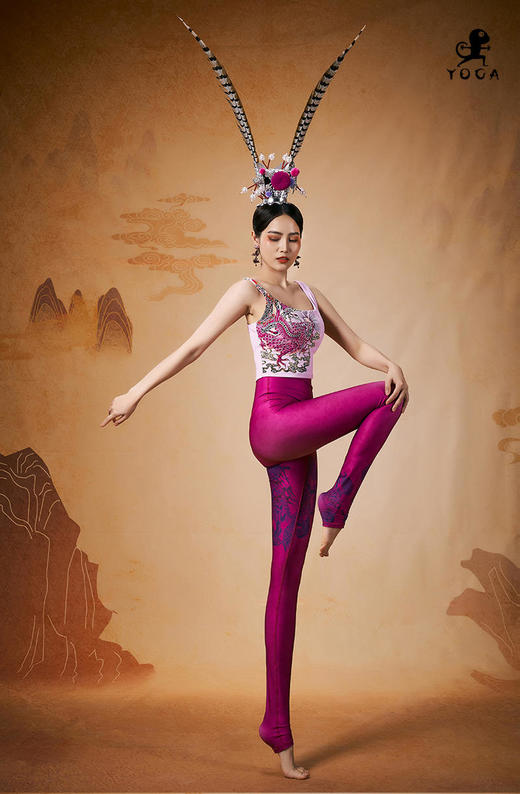 【现货秒发】壁虎瑜伽【紫烟梦云-套装】限量款印花瑜伽套装（可拆卸胸垫） 商品图2