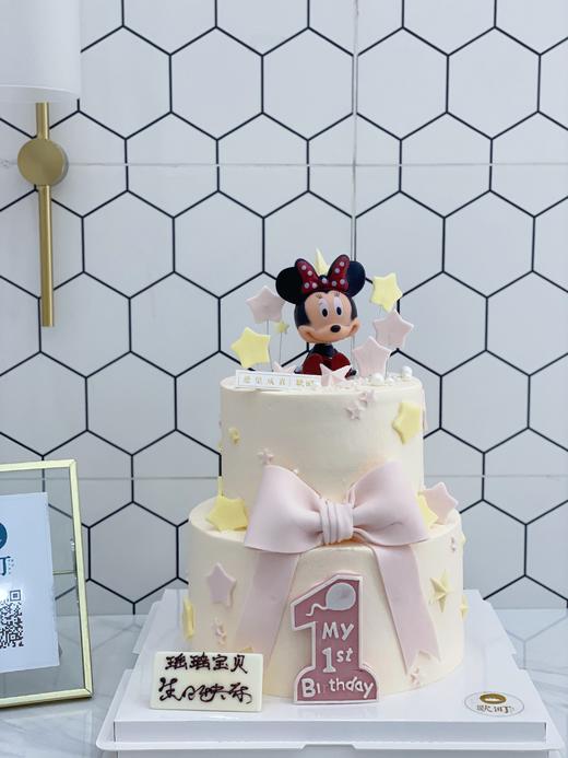 米妮蝴蝶结翻糖周岁蛋糕（数字1可更改，请备注） 商品图1