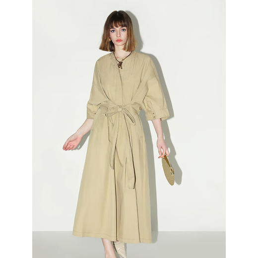 COCOBELLA明线装饰气质绑带连衣裙女遮肉蝙蝠袖衬衫裙FR7005 商品图4