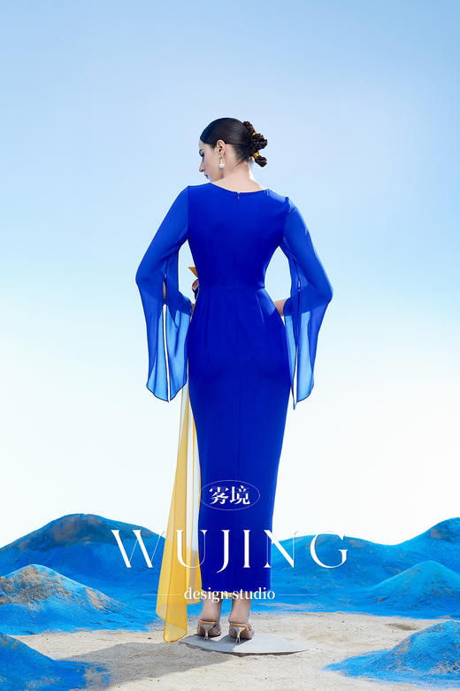 3204014 扶光莲雾 韩国进口水晶乔其纱进口纹理蜂窝缎连衣裙 雾境 商品图5