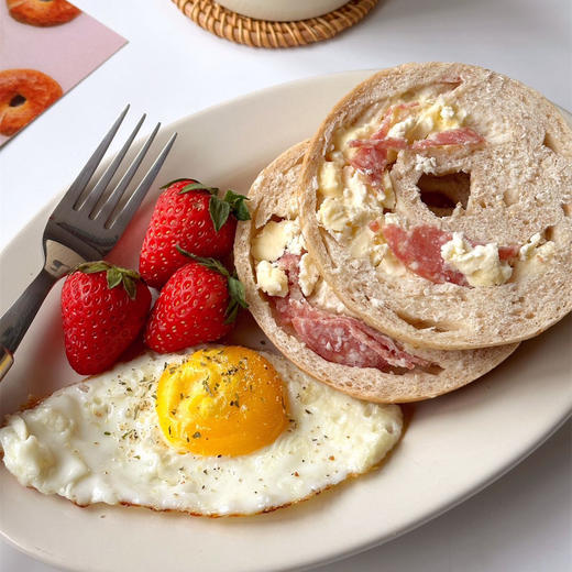无油全麦贝果🥯 早餐健身代餐 低卡低脂无添加无蔗糖 轻食饱腹 法国伯爵T150全麦粉 多口味手作现做 商品图0