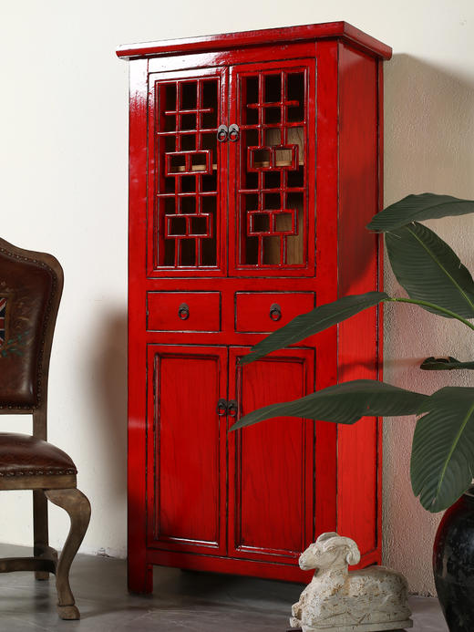 新中式仿古典家具实木红色漆衣柜衣橱现代喜字储物卧室柜太阳柜 商品图4