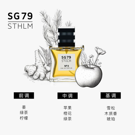 瑞典进口 SG79 EdP 淡香精 斯德哥尔摩艺术香水 No1&No2&No3 15mL*3支经典礼盒套装 商品图7