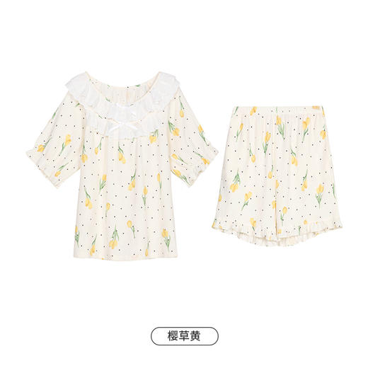 都市丽人好睡好眠春夏睡衣女软绵绵家居服薄款短袖短裤女士软绵绵套装LH42E5 商品图9
