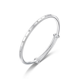 【星月相伴足银手镯】Fanci范琦999足银可调节抽拉手饰礼物送妈妈 下单赠精美礼盒+顺丰速运+运费险